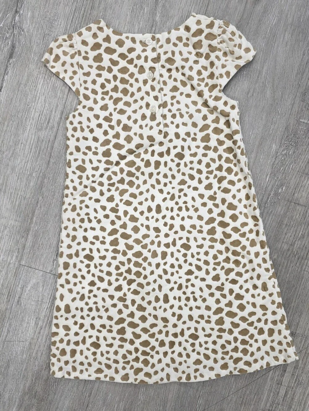 Gymboree Girls Toddler Lined Dress with Bow Ivory Leopard Print 4T
